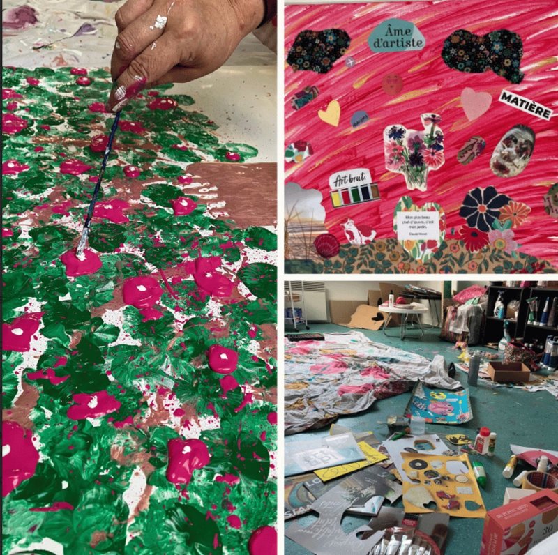 Seance de coaching avec une artiste - peinture et collage dans l'atelier